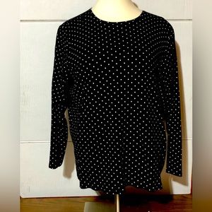 Croft & Barrow ladies 3x black with white polka dots shirt.